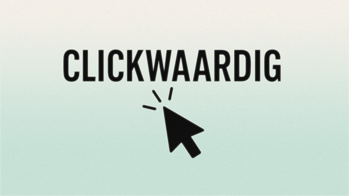 Tekst Klikwaardig met muis-cursor eronder