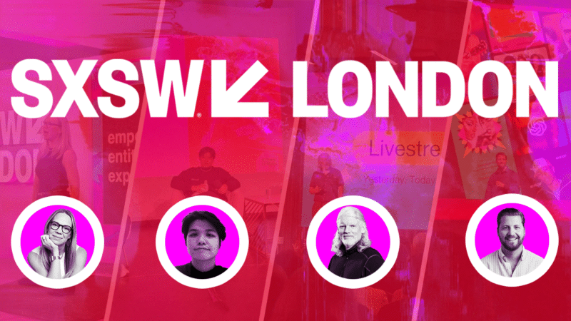 Collage van SXSW London-sessie over communities
