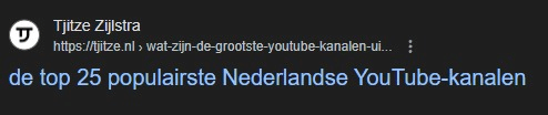 Zoekterm voor Tjitze wordt gek weergegeven in Google