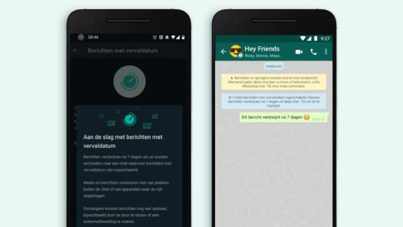 Verdwijnende berichten in WhatsApp